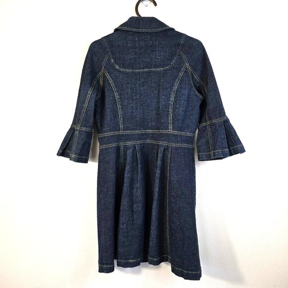Vintage Paris Blues Denim Coat Women's S Double Breasted Bell Sleeve Y2K Boho - Picture 2 of 12
